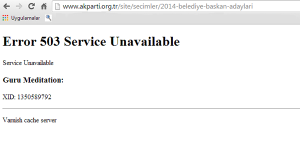 AK PARTİ'NİN İNTERNET SİTESİ ÇÖKTÜ