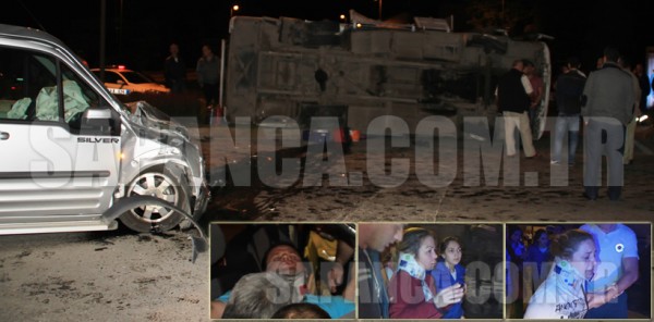 SAPANCA’DA PERSONEL SERVİSLERİ ÇARPIŞTI: 5 YARALI