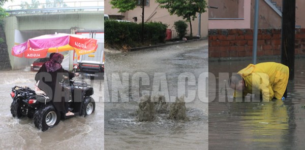 SAĞANAK YAĞIŞ SAPANCA’DA CADDELERİ GÖLE CEVİRDİ