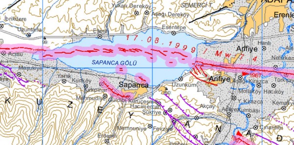 İŞTE SAPANCA GÖLÜ’NDEN GEÇEN FAY HATLARI