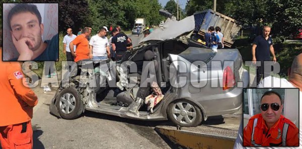 AFAD PERSONELLERİ SAPANCA’DA KAZA YAPTI: 2 ÖLÜ, 1 YARALI