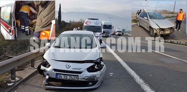 TEM OTOYOLU SAPANCA GEÇİŞİNDE İKİ OTOMOBİL ÇARPIŞTI: 2 YARALI