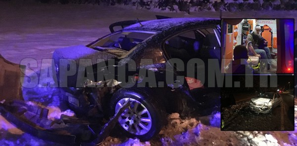 SAPANCA’DA BUZDA KAYAN OTOMOBİL KAZA YAPTI: 5 YARALI