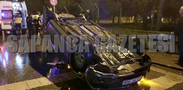 OTOMOBİL TERS DÖNDÜ: 1 YARALI