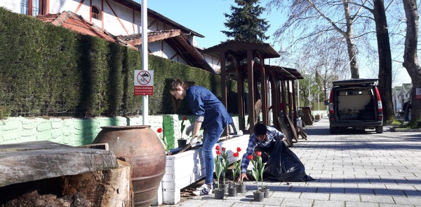 SAPANCA SANAT SOKAĞINA ÖĞRENCİLER LALE DİKTİ