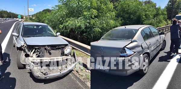 OTOMOBİL BARİYERLERE ÇARPTI: 2 YARALI