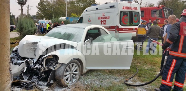 SAPANCA'DA TRAFİK KAZASI: 1 YARALI