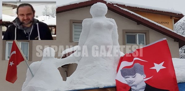 KARDAN ANNE VE ÇOCUK HEYKELİ YAPTI