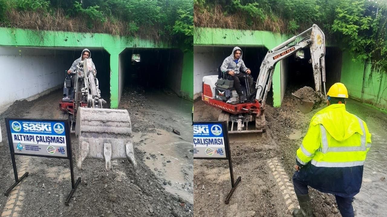 SAĞANAK SONRASI BELEDİYE EKİPLERİNCE TEMİZLİK YAPILDI