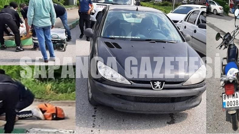 SAPANCA'DA MOTOSİKLET İLE OTOMOBİL ÇARPIŞTI: 2 YARALI
