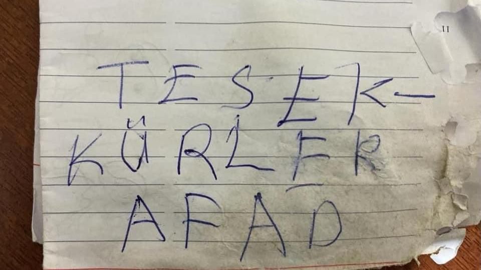 ARACI KURTARDILAR, TEŞEKKÜR YAZISI İLE MORAL BULDULAR