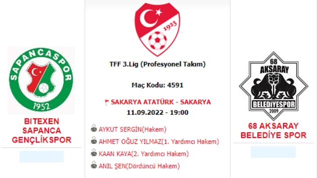 SAPANCA GENÇLİKSPOR - 68 AKSARAY BELEDİYESPOR MAÇI TV264'DE