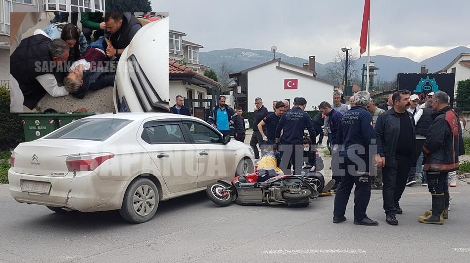 MOTOSİKLET OTOMOBİL İLE ÇARPIŞTI: 1 YARALI