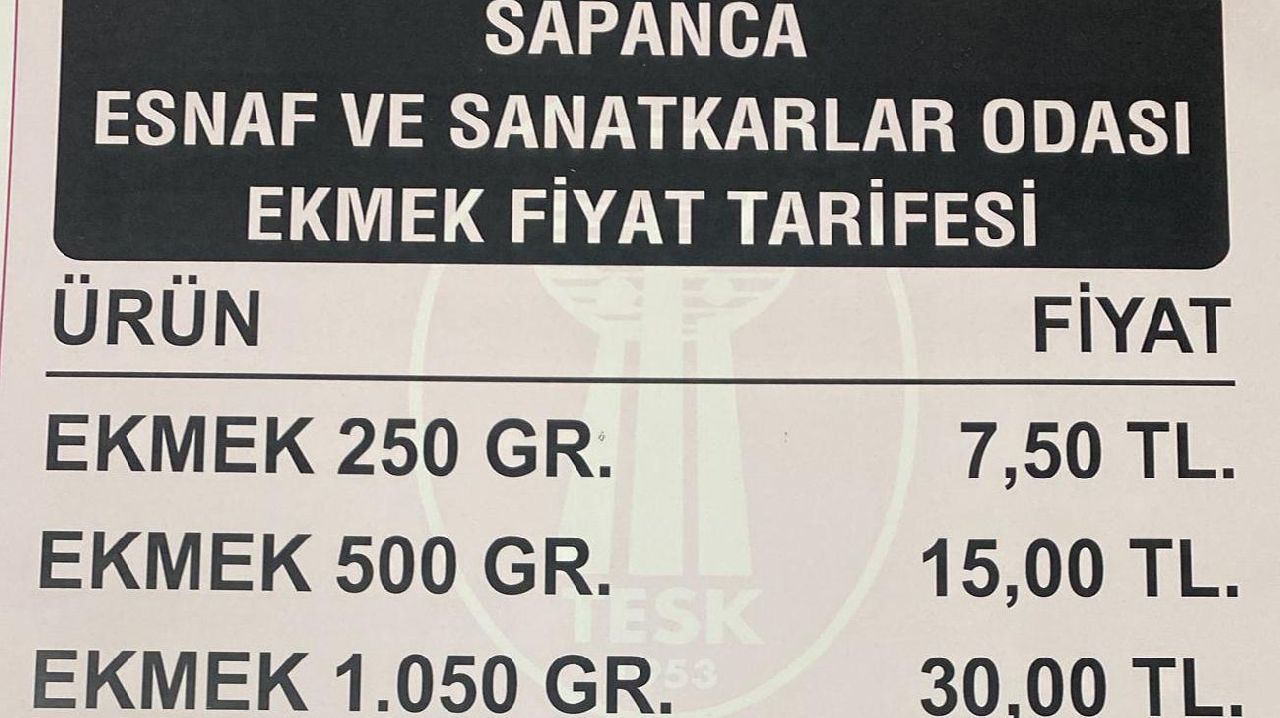 SAPANCA'DA EKMEK 3 TEMMUZ İTİBARİYLE 7.5 LİRADAN SATILACAK